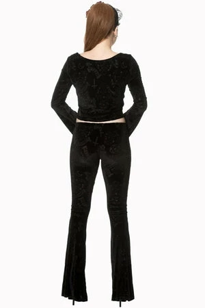 Banned 9 Lives Velvet Flare Sleeve Top - Image 3