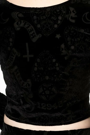 Banned 9 Lives Velvet Flare Sleeve Top - Image 4