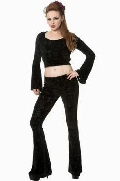 Banned 9 Lives Velvet Flare Sleeve Top