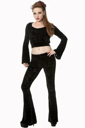 Banned 9 Lives Velvet Flare Sleeve Top