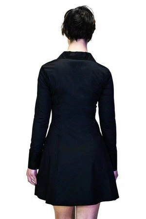 Dr Faust Black Long Sleeve Wednesday Addams Mini Dress - Megan - Image 2