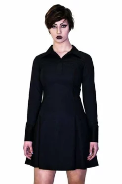 Dr Faust Black Long Sleeve Wednesday Addams Mini Dress - Megan