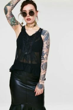 Jawbreaker Chiffon Crochet Top