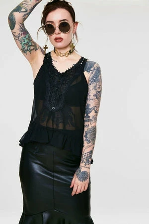 Jawbreaker Chiffon Crochet Top