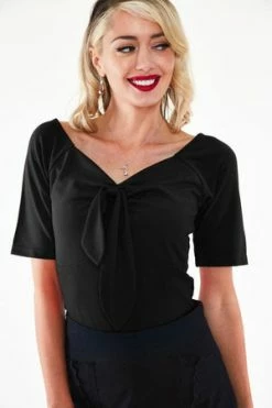 Voodoo Vixen Knit Pullover Black Top With Tie At CF