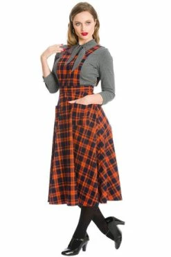 Banned Miss Spook Check Pinafore Dress
