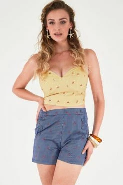 Voodoo Vixen Natalie Cherry Stripe Crop Top