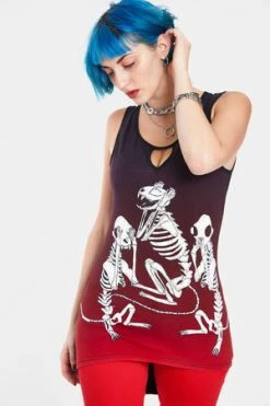 Jawbreaker No Evil Creepy Cats Ombre Top