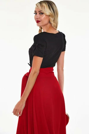 Voodoo Vixen Ramona Knit V-neck Top With Bow Detail At Sleeve - Image 2