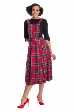 Banned Sweet Tartan Pinafore Dress