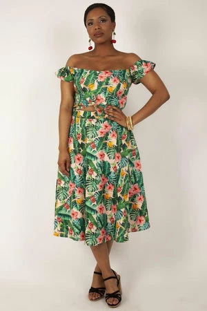 Voodoo Vixen Valentina Floral Tropical Print Cropped Top - Image 3