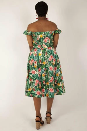 Voodoo Vixen Valentina Floral Tropical Print Cropped Top - Image 4