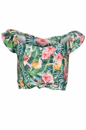 Voodoo Vixen Valentina Floral Tropical Print Cropped Top - Image 5