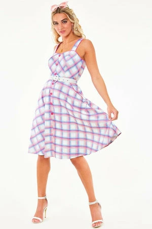 Voodoo Vixen Vita Rainbow Tartan Summer Dress - Image 4