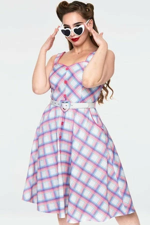 Voodoo Vixen Vita Rainbow Tartan Summer Dress - Image 6