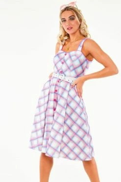 Voodoo Vixen Vita Rainbow Tartan Summer Dress
