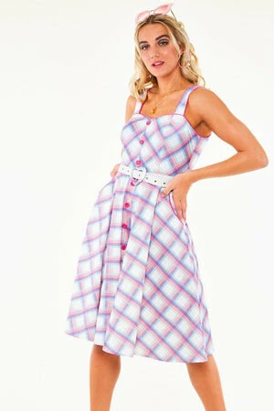 Voodoo Vixen Vita Rainbow Tartan Summer Dress