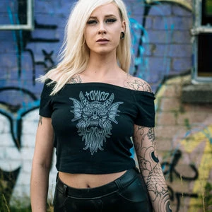 Toxico Demon Off Shoulder Rib Tee