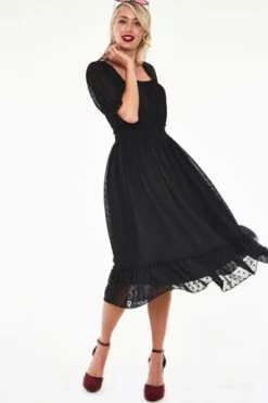 Voodoo Vixen Yara Floral Embroidered Witch Tea Dress