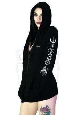 Dr Faust Alien Symbols Women's Black Hoodie - Kristen