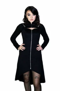 Dr Faust Avant-garde Military Hi Lo Black Mini Dress - Liberty