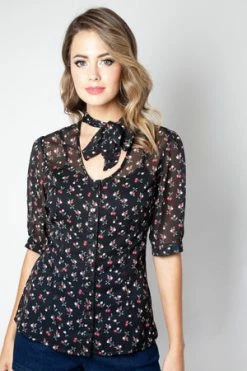 Voodoo Vixen Bella Black Cherry Print Top