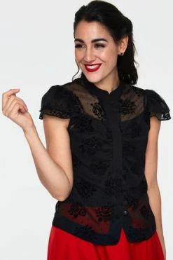 Voodoo Vixen Beza Black Floral Blouse