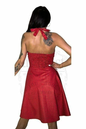 Dr Faust Black Polka Dot White Midi Dress - Soleil - Image 2