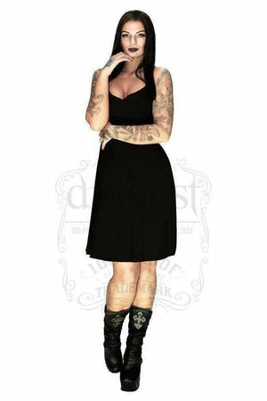 Dr Faust Black Wings Raw Silk Midi Dress - Angelique - Image 2