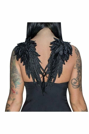 Dr Faust Black Wings Raw Silk Mini Dress - Angelique - Image 3