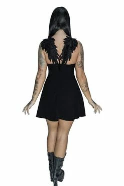 Dr Faust Black Wings Raw Silk Mini Dress - Angelique