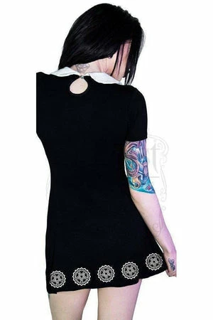 Dr Faust Bottle Caps Pentagrams Black Mini Dress - Tiana - Image 2