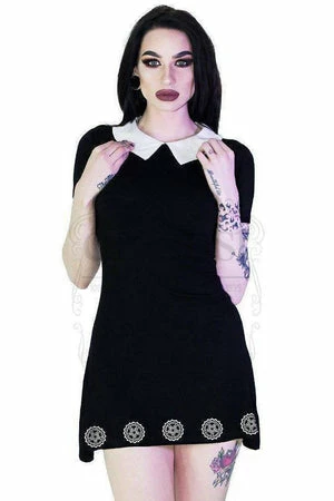 Dr Faust Bottle Caps Pentagrams Black Mini Dress - Tiana