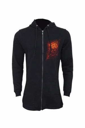 Spiral Burnt Rose - Ladies Fish Tail Full Zip Hoody - Zip Sleeve - Image 2