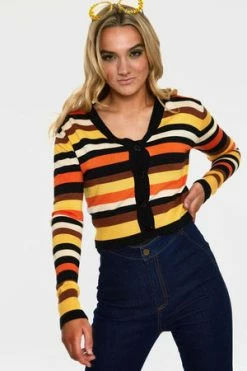 Voodoo Vixen Sweet Candy Corn Stripe Crop Cardigan