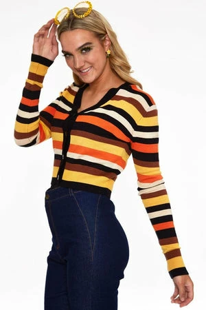 Voodoo Vixen Sweet Candy Corn Stripe Crop Cardigan - Image 3