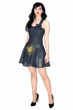 Dr Faust Chalk Board Drawings Flare Mini Dress - Lucia
