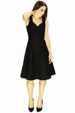 Dr Faust Check Flare Dark Grey Midi Dress - Paisley