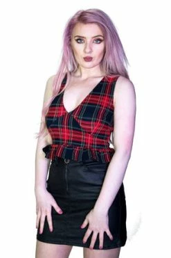 Dr Faust Check Tartan Print Crop Top - Dulce