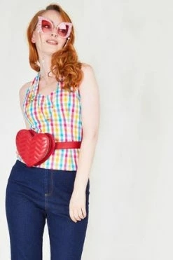 Voodoo Vixen Checked Chiquita Halter Neck Top