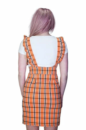 Dr Faust Checked Pinafore Orange Tartan Dress And T-Shirt Set - Perla - Image 2