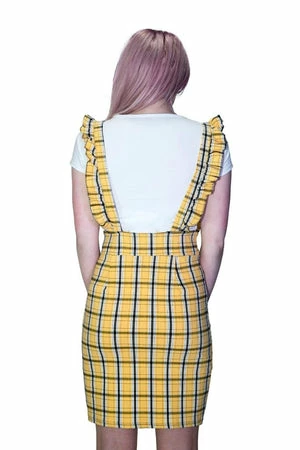 Dr Faust Checked Pinafore Yellow Tartan Dress And T-Shirt Set - Kairi - Image 2