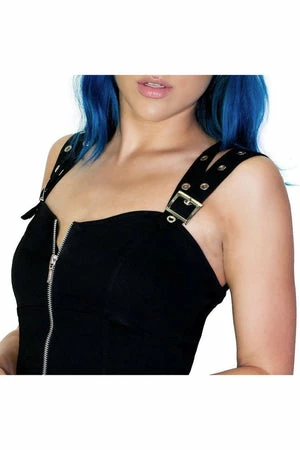 Dr Faust Club Double Strap Black Mini Dress - Kinley - Image 3