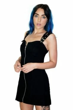Dr Faust Club Double Strap Black Mini Dress - Kinley