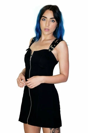 Dr Faust Club Double Strap Black Mini Dress - Kinley
