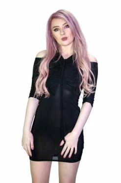 Dr Faust Cold Shoulder Bodycon Black Mini Dress - Niamh