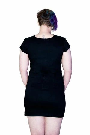 Dr Faust Cotton Lining Black Biker Plus Size Mini Dress - Abigail - Image 2