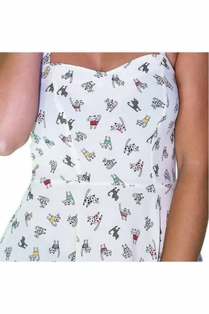 Dr Faust Cute Fashionista Cats White Sheer Mini Dress - Nevaeh - Image 3
