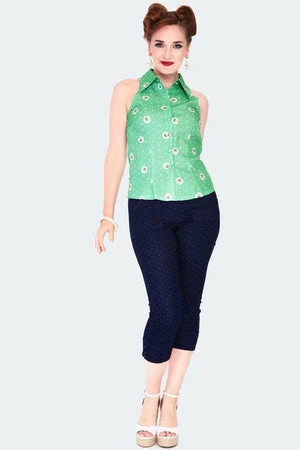 Voodoo Vixen Daisy And Polka Dot Sleeveless Blouse - Image 4