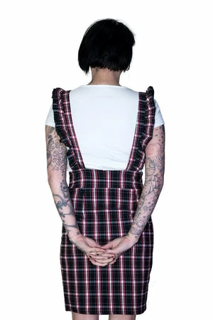 Dr Faust Dark Tartan Checked Pinafore Dress And T-Shirt Set - Romina - Image 2